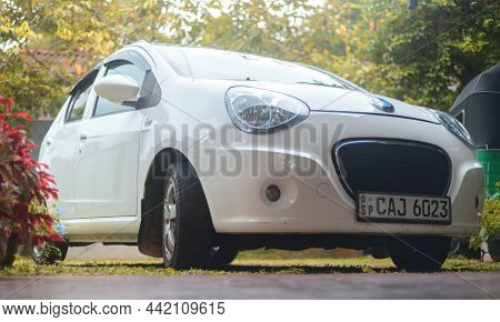 Galle, Sri Lanka - 11 15 2021: Panda Car Parked In The Garden Low Angled Front View Photograph.