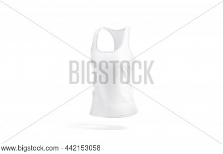 Blank White Women Racerback Tank Top Mockup, Isolated, 3d Rendering. Empty Cotton Female Lingerie Fo
