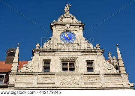Leipzig, Germany - November 15, 2018. Architectural Detail Of New Town Hall (neues Rathaus) Building