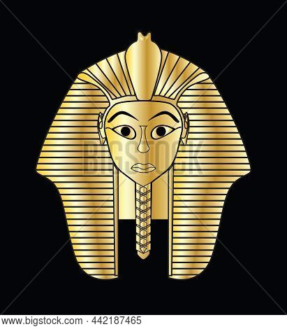 Golden Pharaoh Sfinx Portrait Color Vector Illustration