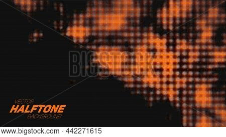 Abstract Vector Torn Orange Halftone Background. Scrathed Dotted Texture Element.
