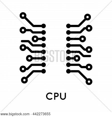 Central Processor Icon, Computing Element, Information Processing In Simple Style Isolated On White 
