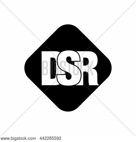 Dsr Company Initial Name Monogram. Dsr On Black Square.
