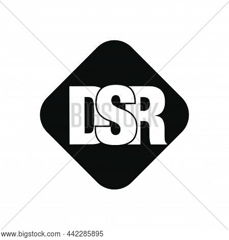 Dsr Company Initial Name Monogram. Dsr On Black Square.