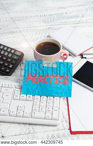 Sign Displaying Practice. Business Showcase The Actual Application Or Use Of An Idea Belief Or Metho