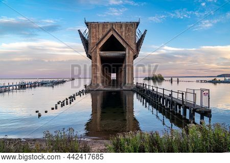 The Abandoned Iron Ore Docks In Marquette Michigan On Lake Superior At Sunset