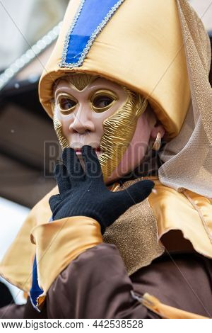 Krasnoilsk, Ukraine - January 14, 2020: Ancient Pagan Ritual Of Malanka Malanca , Performed Olny By 