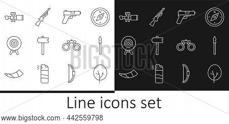 Set Line Tree, Medieval Spear, Pistol Or Gun, Road Traffic Sign, Target Sport, Sniper Optical Sight,