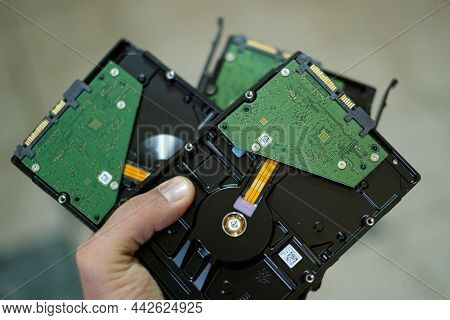 Nerd Man Hold Hdd Memory Storage Devices, Tech Computer Components Shortage