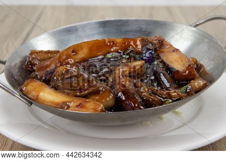 Vegetarian Style Meal With Flavored Eggplant In Szechwan Sauce