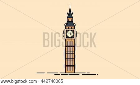 Big Ben Of London Isolated On Light Cream Vector Stock Image.