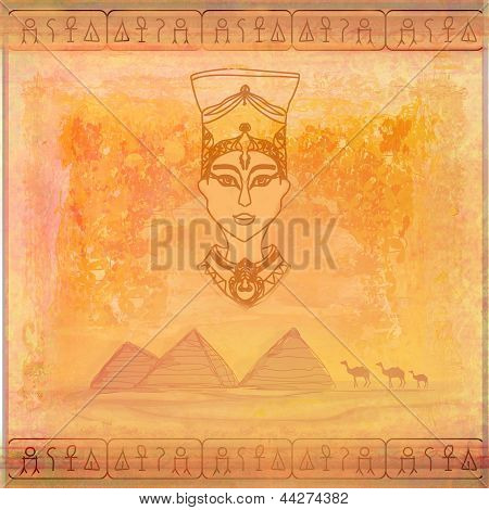 Gamla papper med egyptiska drottningen