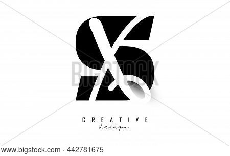 Letters Sx Logo With A Minimalist Design. Letters S And X With Geometric And Handwritten Typography.