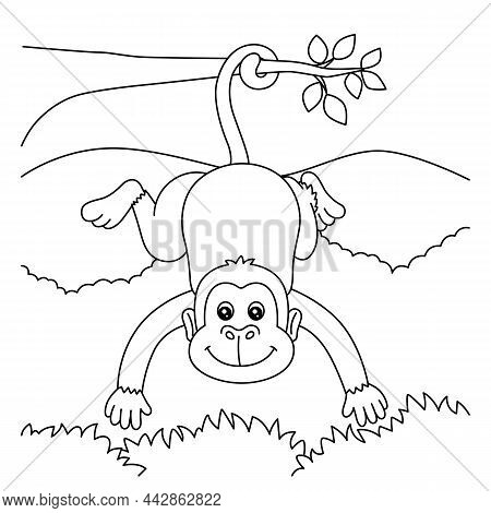 A Cute And Funny Coloring Page Of A Monkey. Provides Hours Of Coloring Fun For Children. To Color, T