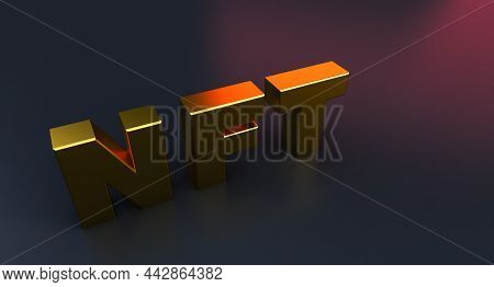 Nft Nonfungible Tokens Concept On Black Background. 3d Render