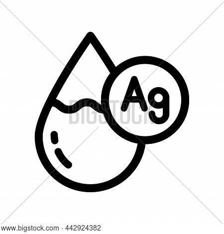Water Drop Containing Silver Line Icon. Simple Outline Style. Ag, Antiseptic, Liquid, Purification, 