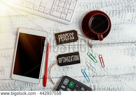 Sign Displaying Process Optimization. Internet Concept Improve Organizations Efficiency Maximize Thr