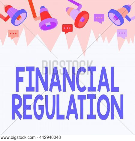Hand Writing Sign Financial Regulation. Word For Aim To Maintain The Integrity Of Finance System Cei