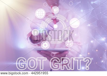Text Sign Showing Got Grit Question. Business Showcase A Hardwork With Perseverance Towards The Desi