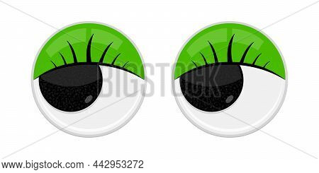 Plastic Toy Safety Wobbly Eyes Flat Style Design Vector Illustration Isolated On White Background. F
