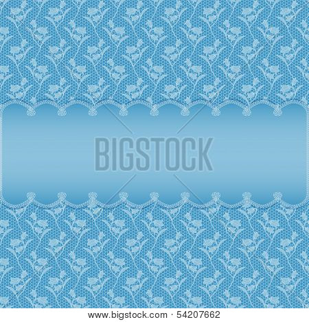 blue card with oval frame on flowers background