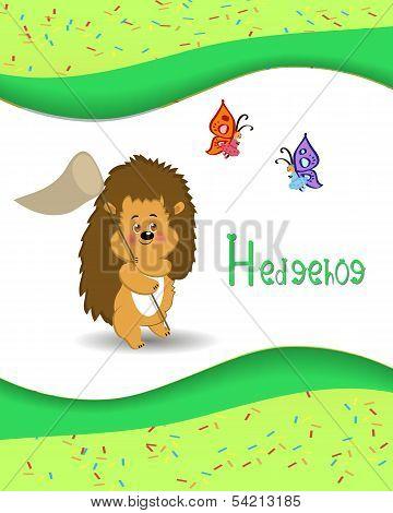 Animal alphabet hedgehog with a colored background