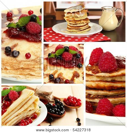 Homemade crepes collage