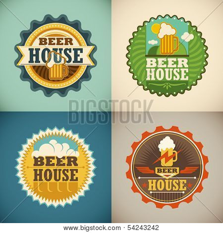Set of beer house labels. Vector illustration.