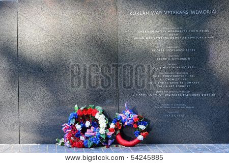 WASHINGTON DC - OCT 29: Korean War Veterans Memorial located in National Mall in Washington DC on October 29, 2013. The Memorial commemorates those who served in the Korean War.