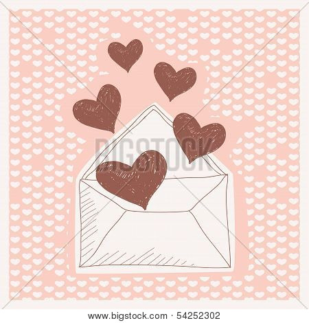Colored Background With A Letter, And Hearts
