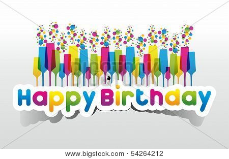 Happy Birthday coloured card on gradient background