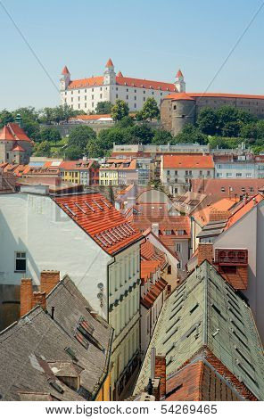 View Of Bratislava Castle (founded In Ixth Century) And The Old Town. Bratislava, Slovakia