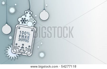 Blue Xmas Coupon With 100 Percent Freeshipping Card