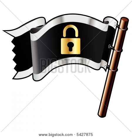 Veilige vergrendelingspictogram op Pirate vlag