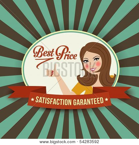 Retro Illlustration With A  Woman And Best Price Message