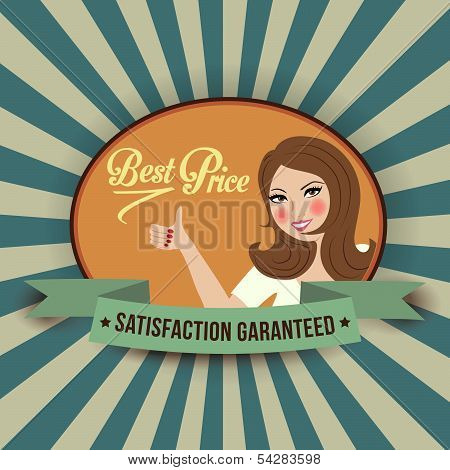 Retro Illlustration With A  Woman And Best Price Message
