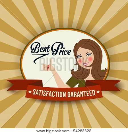 Retro Illlustration With A  Woman And Best Price Message