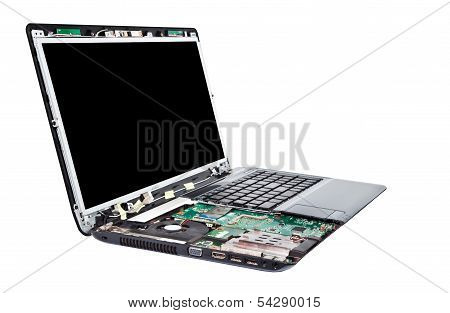 Laptop Half Disassembled. Laptop Repair Service