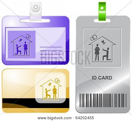 Home affiance. Vector id cards.