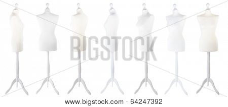 Female mannequin from different angles isolated on white