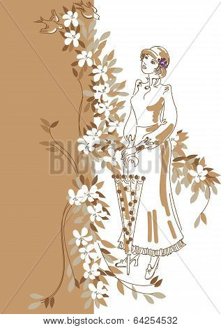 girl and birds