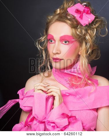 Woman in pink.