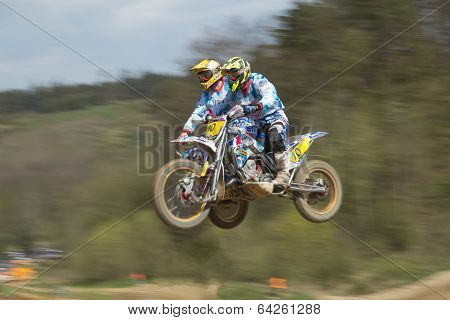 Dynamic Shot Of Sidecars Jumping