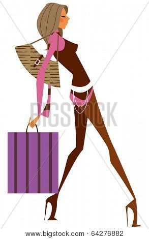 sexy girl holding shoppingbag