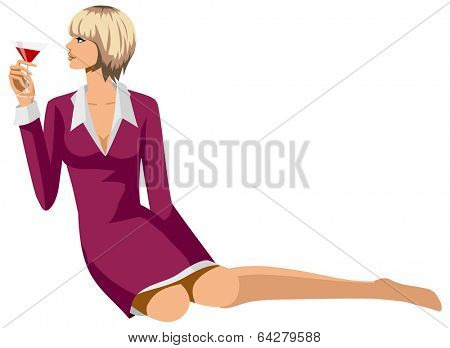 sexy woman drink wine