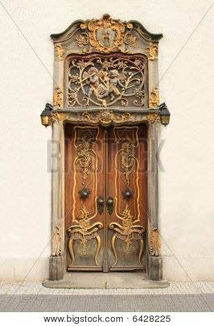 Old Door With Gold Ornaments
