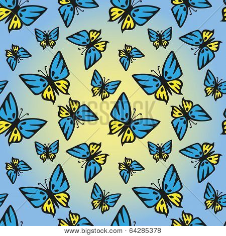 Butterfly Blue-yellow Seamless Texture