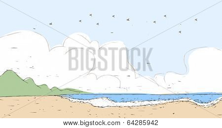 Vintage Line Art Landscape