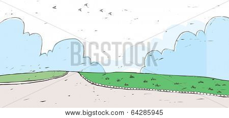 Vintage Line Art Landscape