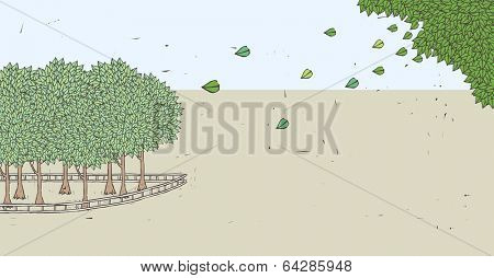 Vintage Line Art Landscape